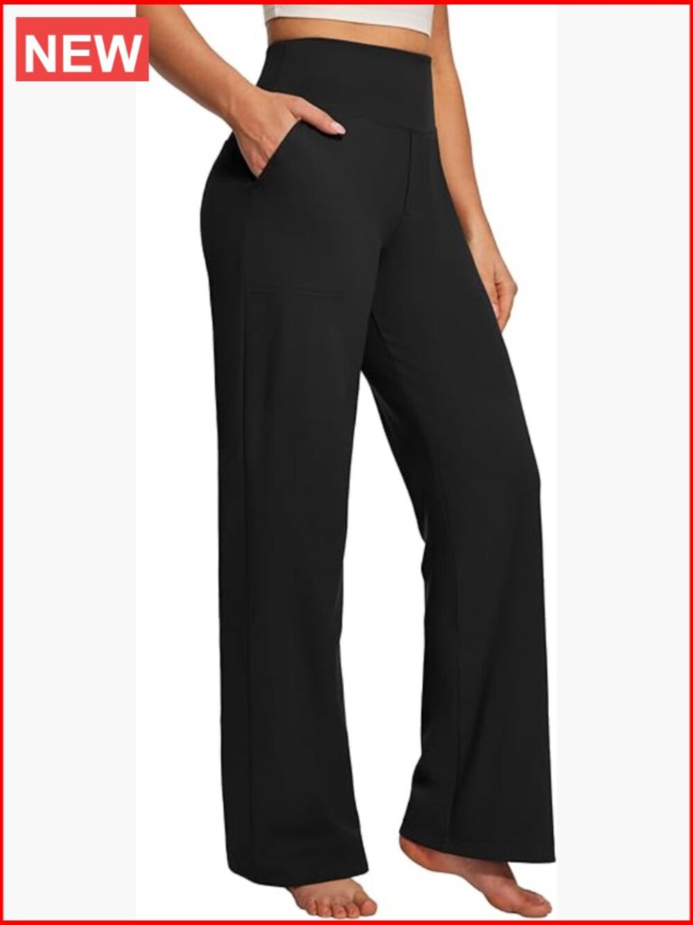 Wide Leg Yoga Pants Tummy Control Work Dress Pants with Pockets